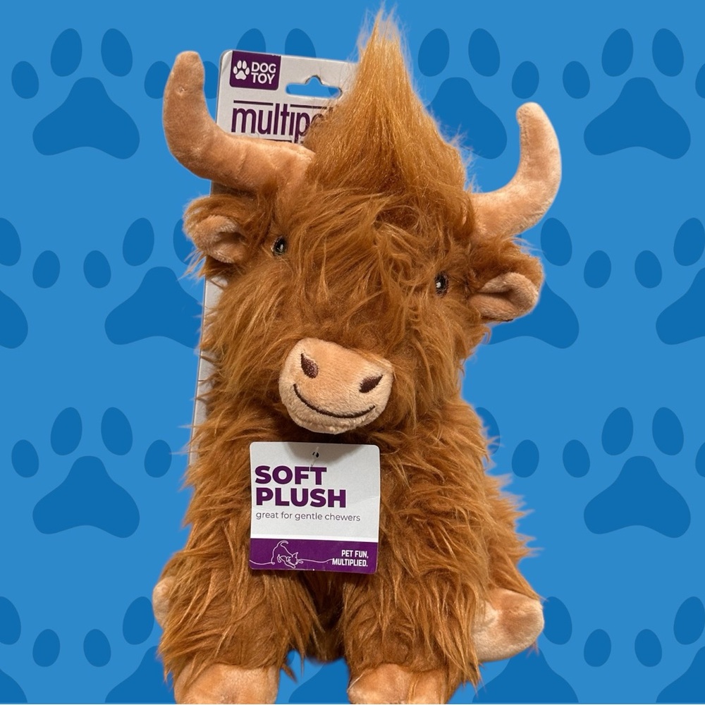 Multipet. Soft Plush Highland Cow Toy - Rusty Brown (NWT)
